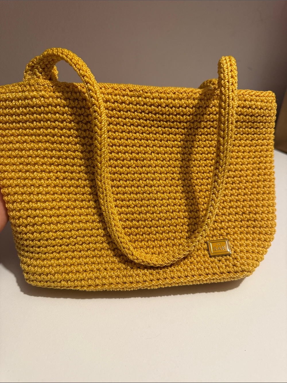 The Sak Handwoven Mustard Tote in Golden Yellow